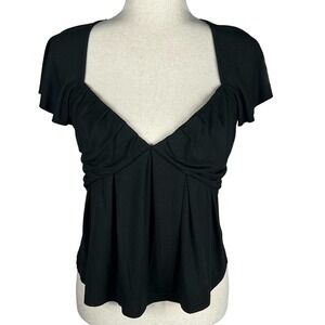 FRAME‎ SHIRRED FLOUNCE TOP IN BLACK NWT WOMEN'S SIZE SMALL